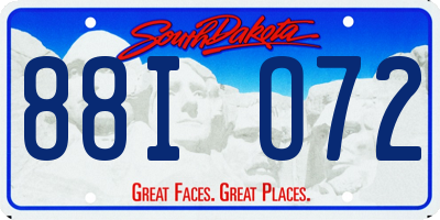 SD license plate 88IO72