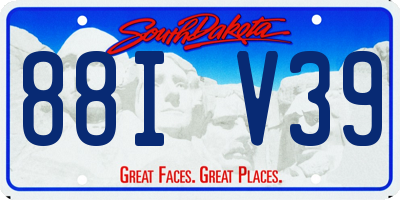 SD license plate 88IV39