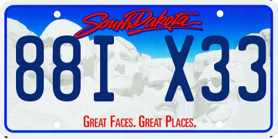SD license plate 88IX33