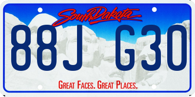 SD license plate 88JG30