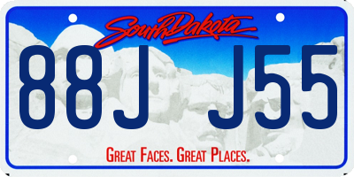 SD license plate 88JJ55