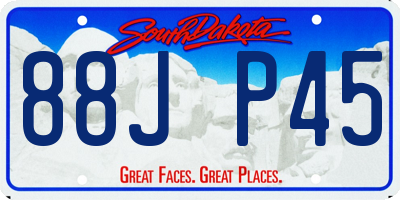 SD license plate 88JP45