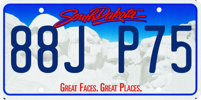 SD license plate 88JP75