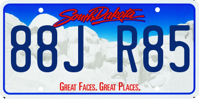 SD license plate 88JR85