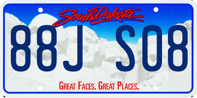 SD license plate 88JS08