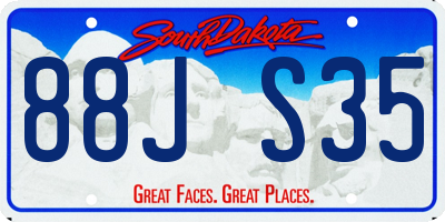 SD license plate 88JS35