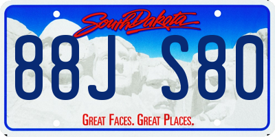 SD license plate 88JS80