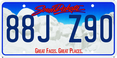 SD license plate 88JZ90