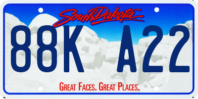 SD license plate 88KA22