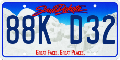 SD license plate 88KD32