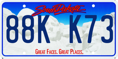 SD license plate 88KK73