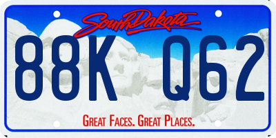 SD license plate 88KQ62