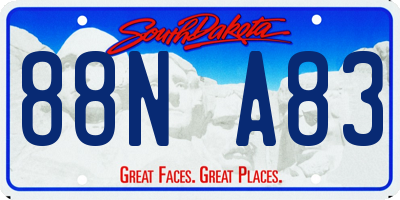 SD license plate 88NA83