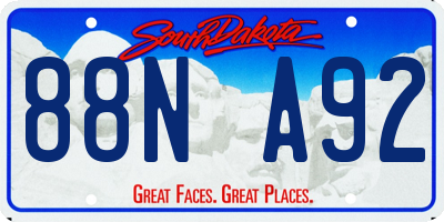 SD license plate 88NA92