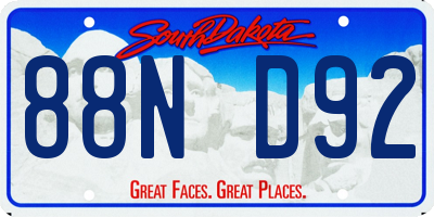 SD license plate 88ND92