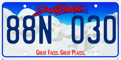 SD license plate 88NO30