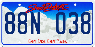 SD license plate 88NO38
