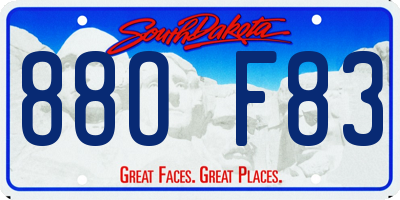 SD license plate 88OF83