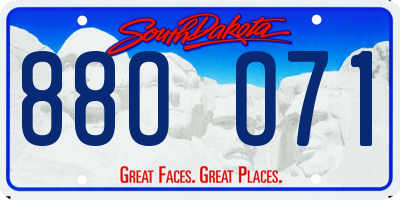 SD license plate 88OO71
