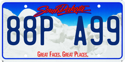 SD license plate 88PA99