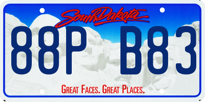SD license plate 88PB83