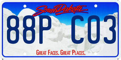 SD license plate 88PC03