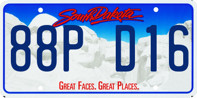 SD license plate 88PD16