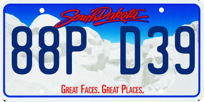 SD license plate 88PD39