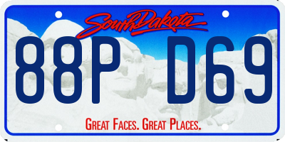 SD license plate 88PD69