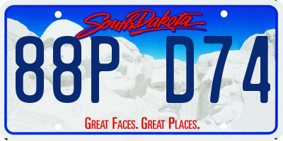SD license plate 88PD74