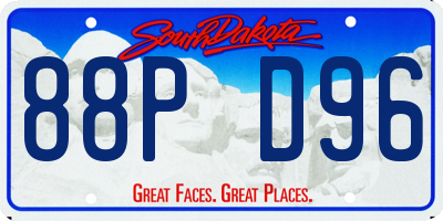 SD license plate 88PD96