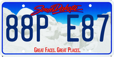 SD license plate 88PE87
