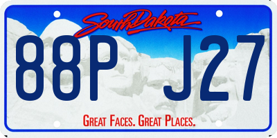 SD license plate 88PJ27