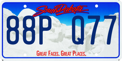 SD license plate 88PQ77