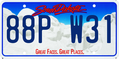 SD license plate 88PW31