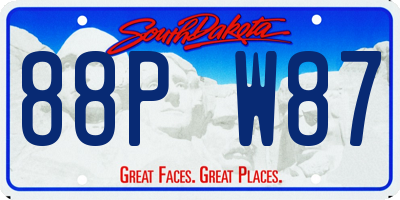 SD license plate 88PW87
