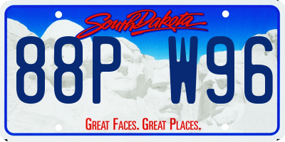 SD license plate 88PW96