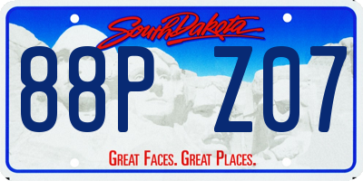 SD license plate 88PZ07