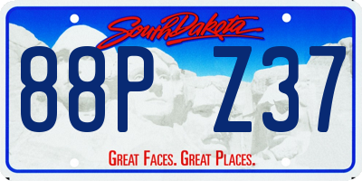 SD license plate 88PZ37