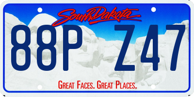 SD license plate 88PZ47