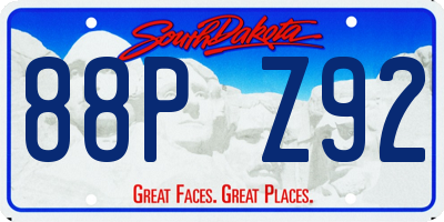 SD license plate 88PZ92