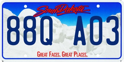 SD license plate 88QA03
