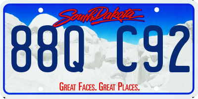 SD license plate 88QC92