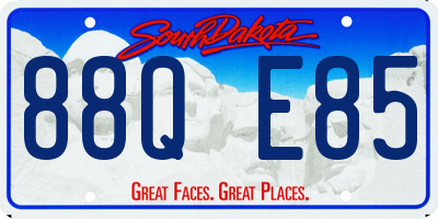 SD license plate 88QE85