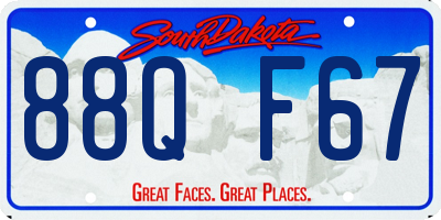 SD license plate 88QF67