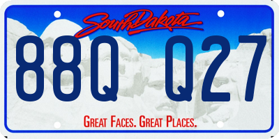 SD license plate 88QQ27