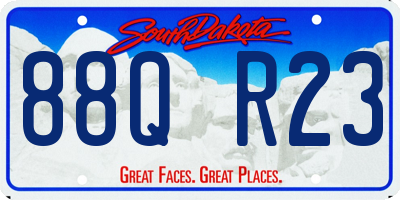 SD license plate 88QR23