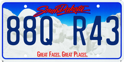 SD license plate 88QR43