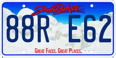 SD license plate 88RE62