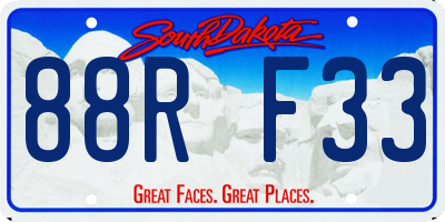 SD license plate 88RF33
